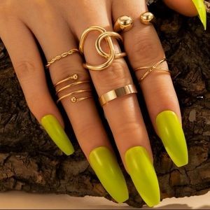 6 pcs Hollow Out Ring Set Golden